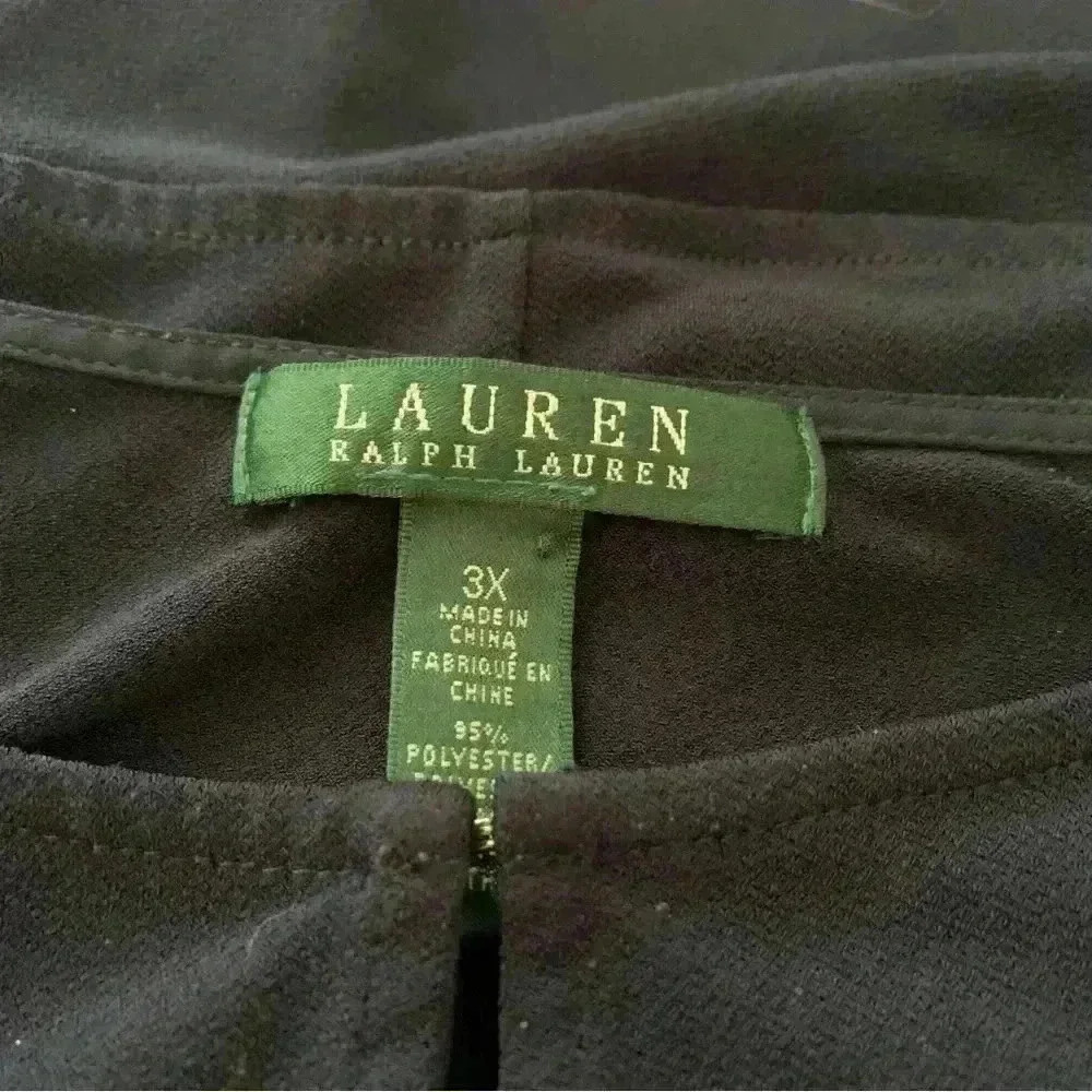 Lauren Ralph Lauren 3X Top Shirt Navy Blue Scoop Neck Keyhole 3/4 Sleeve - Picture 4 of 6